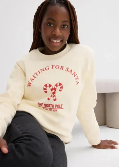 bonprix Mädchen 9-16 Jahre·Sweat & Strick|Mädchen 2-8 Jahre·Nachhaltigere Materialien|Sweatshirt aus reiner Bio-Baumwolle naturbeige/lavarot