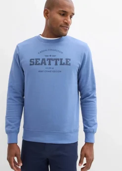 bonprix Große Größen|Sweat|Sweatshirt aus reiner Bio-Baumwolle (2er Pack) jeansblau+dunkelblau bedruckt