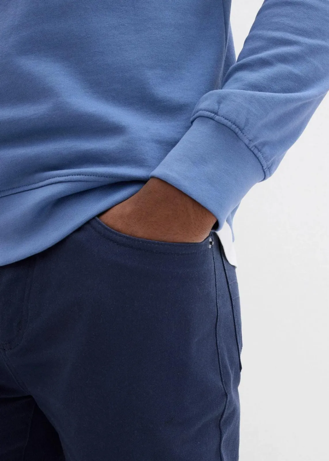 bonprix Große Größen|Sweat|Sweatshirt aus reiner Bio-Baumwolle (2er Pack) jeansblau+dunkelblau bedruckt