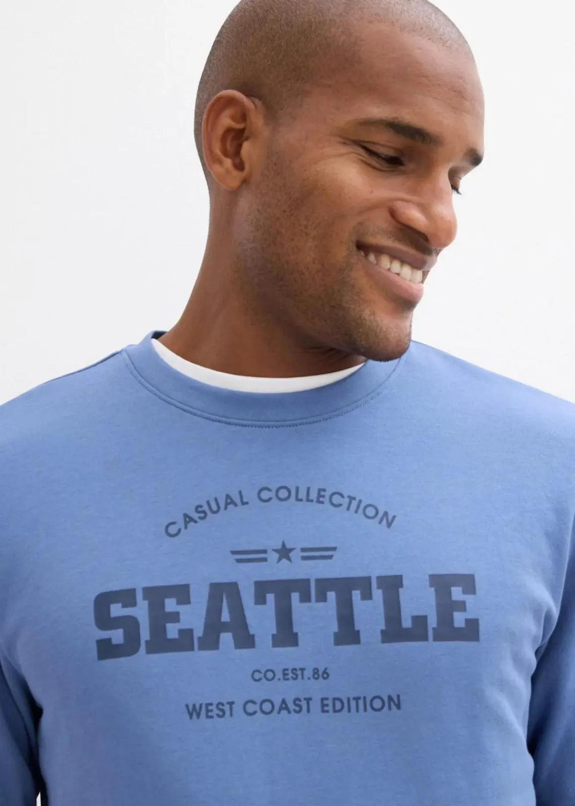 bonprix Große Größen|Sweat|Sweatshirt aus reiner Bio-Baumwolle (2er Pack) jeansblau+dunkelblau bedruckt