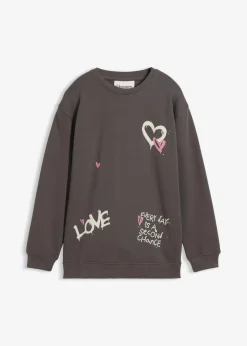 bonprix Mädchen 9-16 Jahre·Sweat & Strick|Mädchen 2-8 Jahre·Nachhaltigere Materialien|Sweatshirt aus reiner Bio-Baumwolle anthrazit