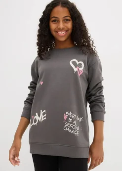 bonprix Mädchen 9-16 Jahre·Sweat & Strick|Mädchen 2-8 Jahre·Nachhaltigere Materialien|Sweatshirt aus reiner Bio-Baumwolle anthrazit