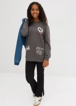 bonprix Mädchen 9-16 Jahre·Sweat & Strick|Mädchen 2-8 Jahre·Nachhaltigere Materialien|Sweatshirt aus reiner Bio-Baumwolle anthrazit