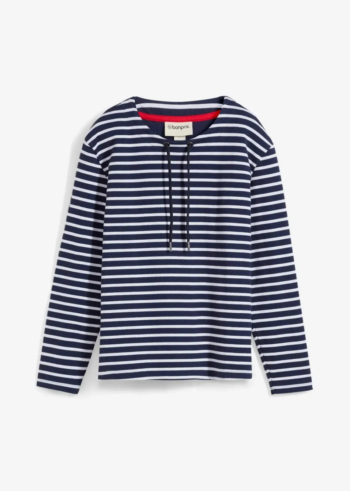 bonprix Sweat|Sweatshirt aus Strukturmaterial dunkelblau/weiß gestreift