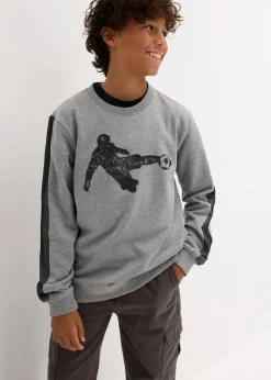 bonprix Jungen 9-16 Jahre·Sweat & Strick|Jungen 2-8 Jahre·Nachhaltigere Materialien|Sweatshirt aus weichem Baumwoll-Mix grau meliert bedruckt