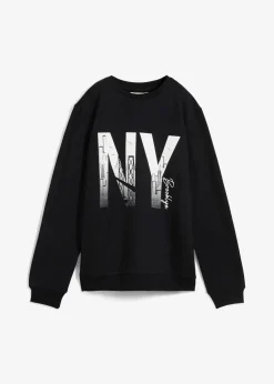 bonprix Jungen 9-16 Jahre·Sweat & Strick|Sweatshirt aus weichem Baumwoll-Mix schwarz bedruckt