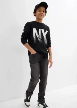 bonprix Jungen 9-16 Jahre·Sweat & Strick|Sweatshirt aus weichem Baumwoll-Mix schwarz bedruckt