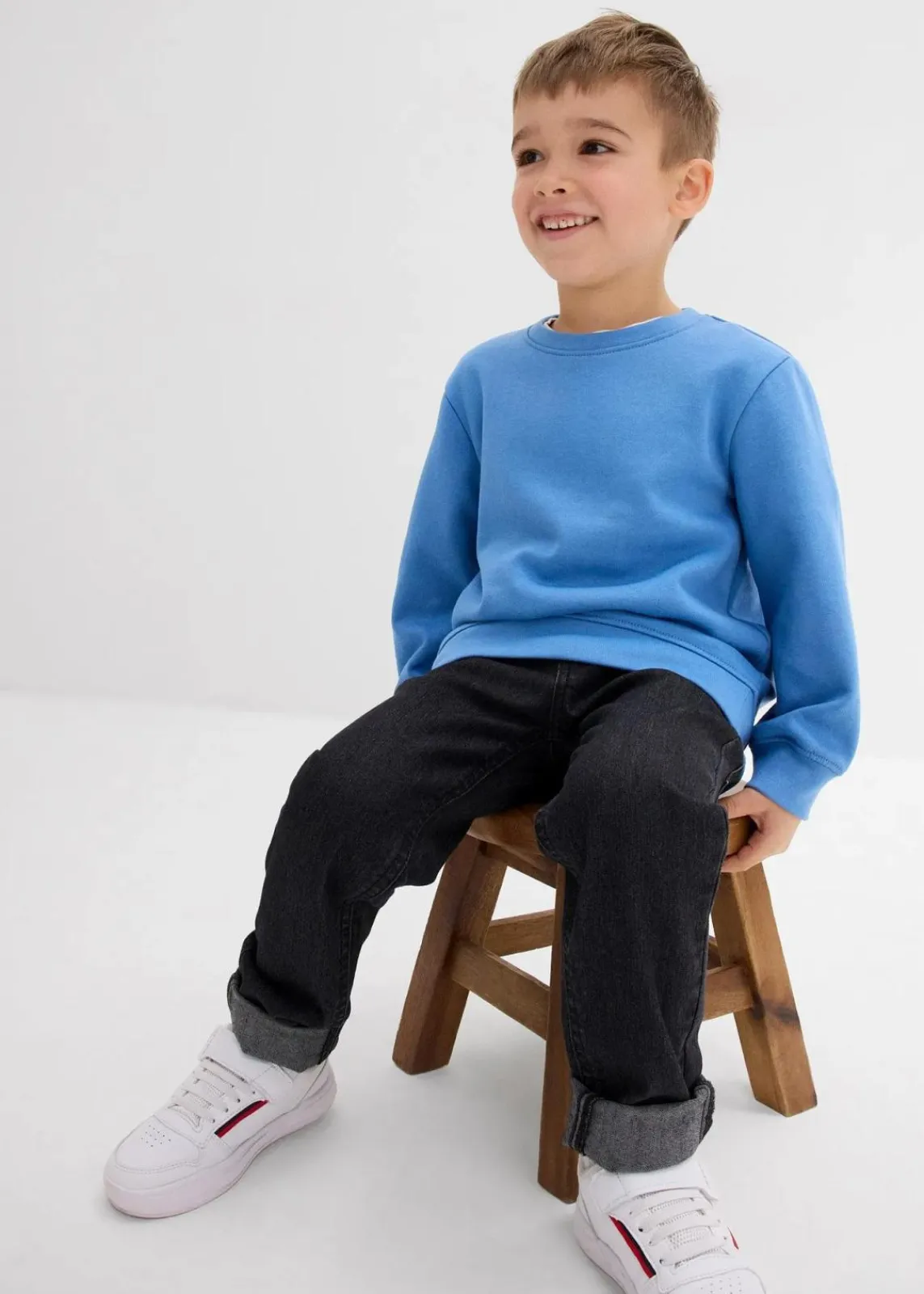 bonprix Jungen 2-8 Jahre·Sweat & Strick|Jungen 2-8 Jahre·Mehrfachpacks|Sweatshirt aus weichem Baumwoll-Mix (2er Pack) dunkelblau+kristallblau