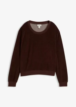 bonprix Basics|Bekleidung·Röcke|Sweatshirt aus weichem Frottee dunkelbraun