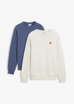 bonprix Große Größen|Sportbekleidung|Sweatshirt (2er Pack) indigo meliert+natur meliert