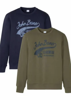 Sweatshirt (2er Pack) aus weichem Baumwoll-Mix|bonprix Sale