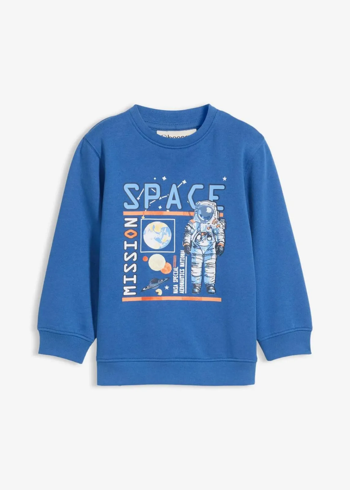 bonprix Jungen 2-8 Jahre·Sweat & Strick|Sweatshirt in weichem Baumwoll-Mix blau bedruckt
