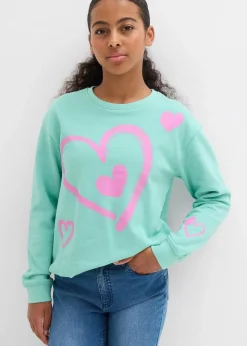 Sweatshirt mit Ballon-Saum aus reiner Bio-Baumwolle|bonprix Hot