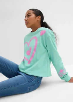 Sweatshirt mit Ballon-Saum aus reiner Bio-Baumwolle|bonprix Hot