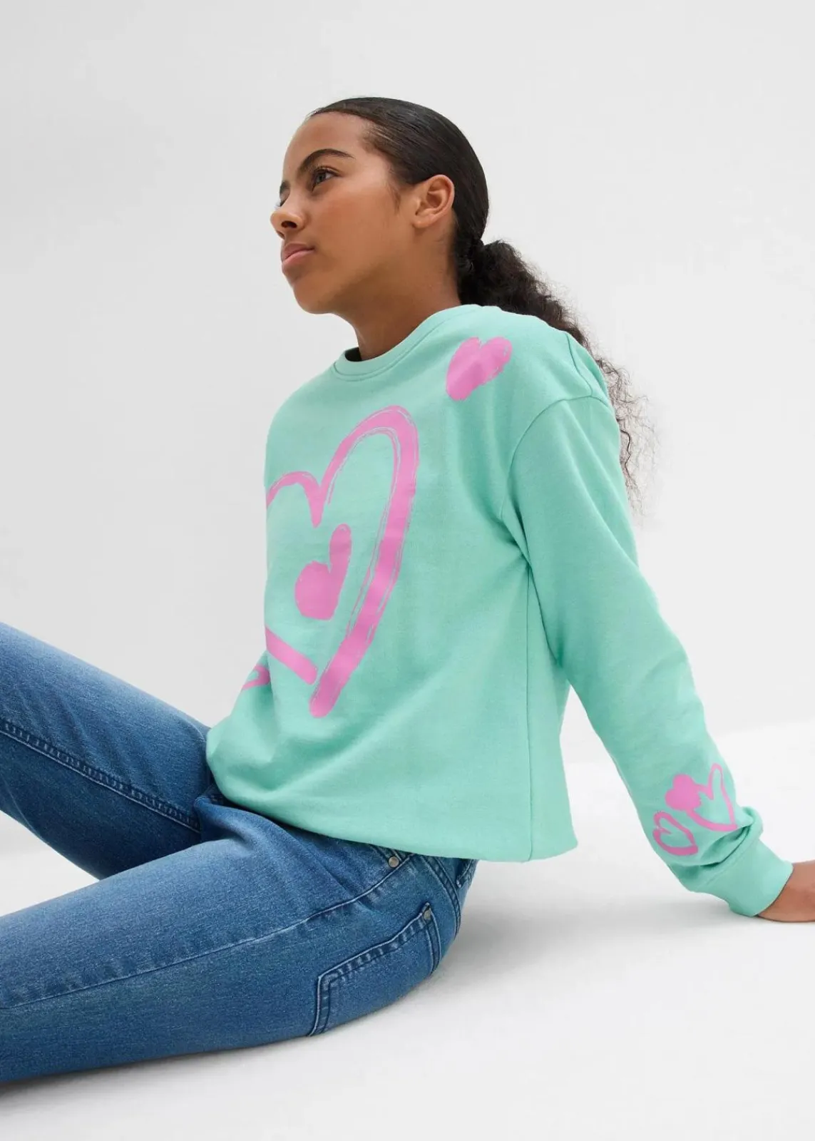 Sweatshirt mit Ballon-Saum aus reiner Bio-Baumwolle|bonprix Hot