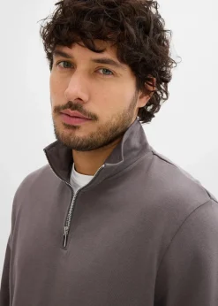 bonprix Sweat|Sportbekleidung|Sweatshirt mit praktischen Taschen und geradem Saum aus reiner Bio-Baumwolle grau