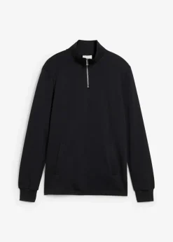 bonprix Große Größen|Basics|Sweatshirt mit praktischen Taschen und geradem Saum aus reiner Bio-Baumwolle schwarz