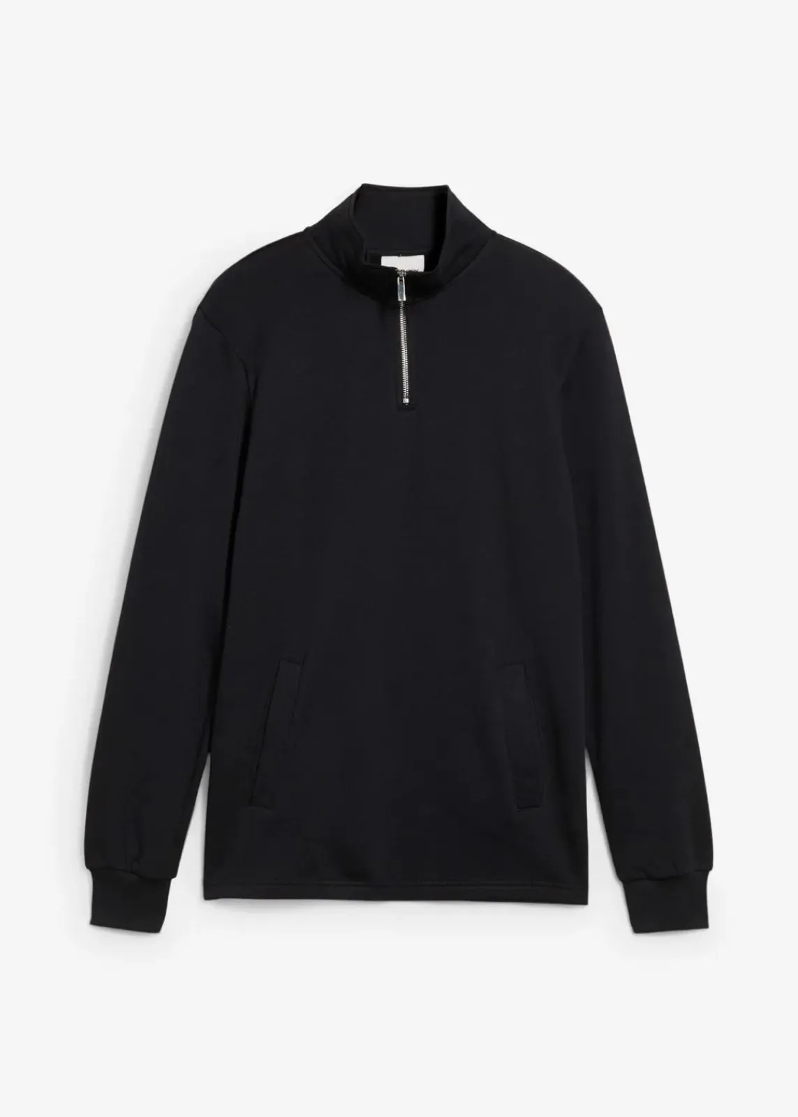 bonprix Große Größen|Basics|Sweatshirt mit praktischen Taschen und geradem Saum aus reiner Bio-Baumwolle schwarz