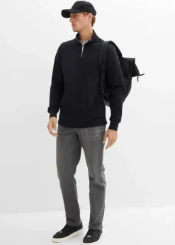 bonprix Große Größen|Basics|Sweatshirt mit praktischen Taschen und geradem Saum aus reiner Bio-Baumwolle schwarz