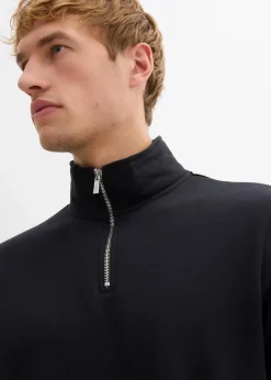 bonprix Große Größen|Basics|Sweatshirt mit praktischen Taschen und geradem Saum aus reiner Bio-Baumwolle schwarz