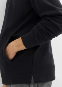 bonprix Große Größen|Basics|Sweatshirt mit praktischen Taschen und geradem Saum aus reiner Bio-Baumwolle schwarz