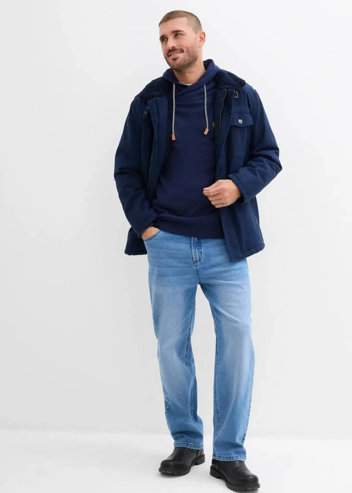 Sweatshirt mit Schalkragen aus reiner Bio-Baumwolle|bonprix Hot