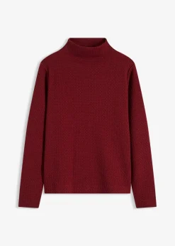 bonprix Sweat|Nachhaltigere Materialien|Sweatshirt mit Stehkragen rubinrot