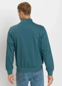 bonprix Sweat|Sportbekleidung|Sweatshirt mit Troyerkragen mattpetrol