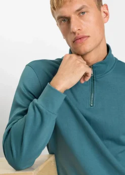 bonprix Sweat|Sportbekleidung|Sweatshirt mit Troyerkragen mattpetrol