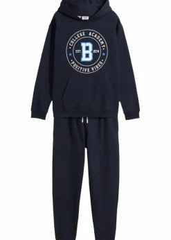 bonprix Jungen·Nachtwäsche|Mädchen·Nachtwäsche|Sweatshirt und Sweathose aus weicher Baumwolle (2-tlg.Set) dunkelblau bedruckt