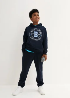 bonprix Jungen·Nachtwäsche|Mädchen·Nachtwäsche|Sweatshirt und Sweathose aus weicher Baumwolle (2-tlg.Set) dunkelblau bedruckt