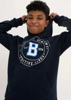 bonprix Jungen·Nachtwäsche|Mädchen·Nachtwäsche|Sweatshirt und Sweathose aus weicher Baumwolle (2-tlg.Set) dunkelblau bedruckt