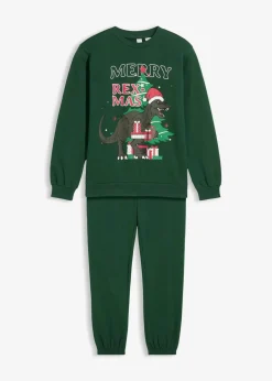 bonprix Jungen·Nachtwäsche|Sweatshirt und Sweathose aus reiner Baumwolle (2-tlg.Set) dunkelgrün
