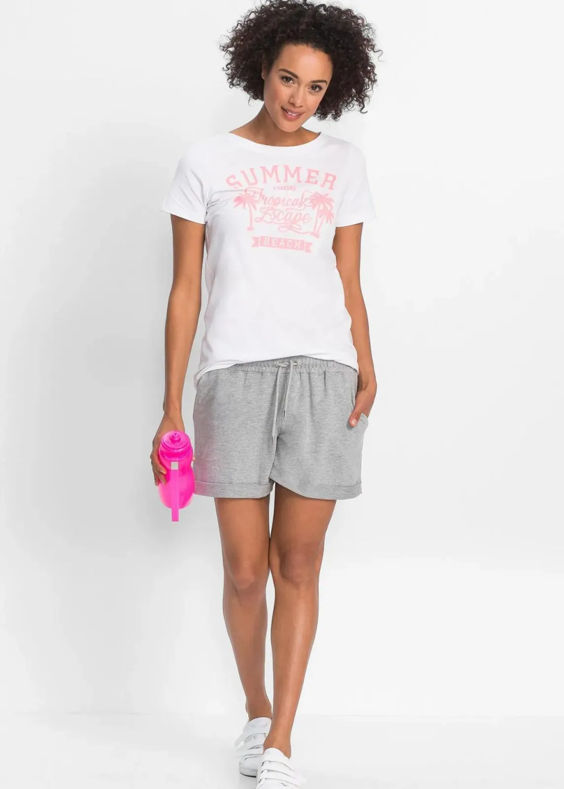 bonprix Nachhaltigere Materialien|Hosen|Sweat-Shorts hellgrau meliert