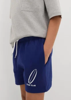 bonprix Jungen 9-16 Jahre·Shorts|Jungen 2-8 Jahre·Nachhaltigere Materialien|Sweat-Shorts aus Bio Baumwolle mitternachtsblau/weiß bedruckt