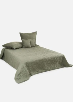 bonprix Tagesdecken & Plaids|Tagesdecken & Plaids|Tagesdecke mit Blätter Design grün