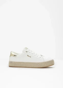 Tamaris High Heels|Sneaker|Sneaker mit Sohle in Bast-Optik weiß/gold