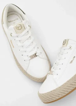 Tamaris High Heels|Sneaker|Sneaker mit Sohle in Bast-Optik weiß/gold