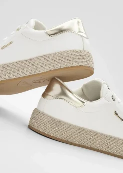 Tamaris High Heels|Sneaker|Sneaker mit Sohle in Bast-Optik weiß/gold