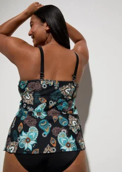 bonprix Nachhaltigere Materialien|Mix & Match|Tankini Oberteil schwarz/orange paisley