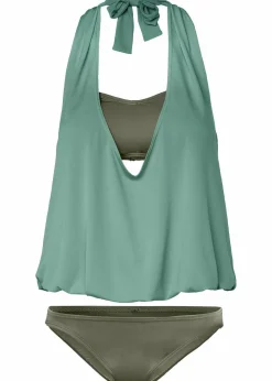 bonprix Nachhaltigere Materialien|Tankinis|Tankini (3-tlg. Set) oliv/pastellgrün