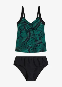 bonprix Nachhaltigere Materialien|Tankinis|Tankini (2-tlg. Set) mit Raffung schwarz/grün