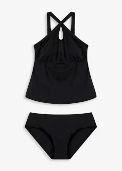 bonprix Nachhaltigere Materialien|Tankinis|Tankini (2-tlg.Set) mit gekreuzten Trägern schwarz