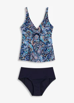 bonprix Nachhaltigere Materialien|Tankinis|Tankini (2-tlg.Set) mit kleiner Schnürung dunkelblau paisley