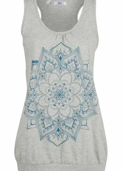 bonprix Shirts & Tops|Tanktop aus leichtem Jersey hellgrau meliert bedruckt