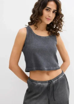 bonprix Shirts & Tops|Nachhaltigere Materialien|Tanktop aus reiner Bio-Baumwolle schiefergrau washed