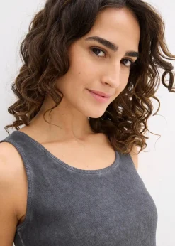 bonprix Shirts & Tops|Nachhaltigere Materialien|Tanktop aus reiner Bio-Baumwolle schiefergrau washed