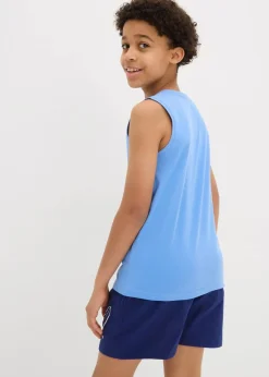 bonprix Jungen 9-16 Jahre·Shirts|Jungen 2-8 Jahre·Nachhaltigere Materialien|Tanktop (5er Pack) mit Bio Baumwolle dunkelblau+weiß+hellgrau meliert+mittelblau+schwarz