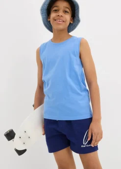 bonprix Jungen 9-16 Jahre·Shirts|Jungen 2-8 Jahre·Nachhaltigere Materialien|Tanktop (5er Pack) mit Bio Baumwolle dunkelblau+weiß+hellgrau meliert+mittelblau+schwarz