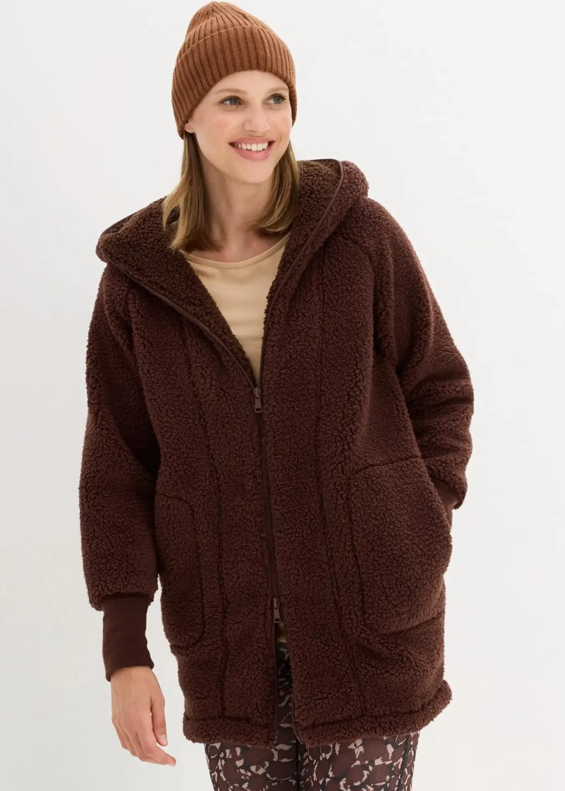 bonprix Jacken & Mäntel|Sweat|Teddy-Fleece Jacke terrabraun
